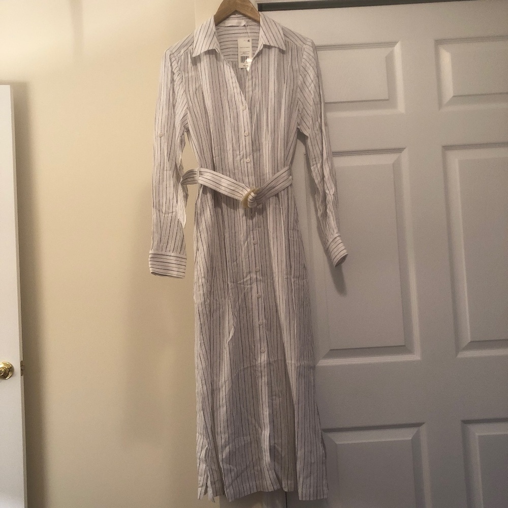 Jonathan Simkhai Standard Tallulah Striped Belted Shirtdress